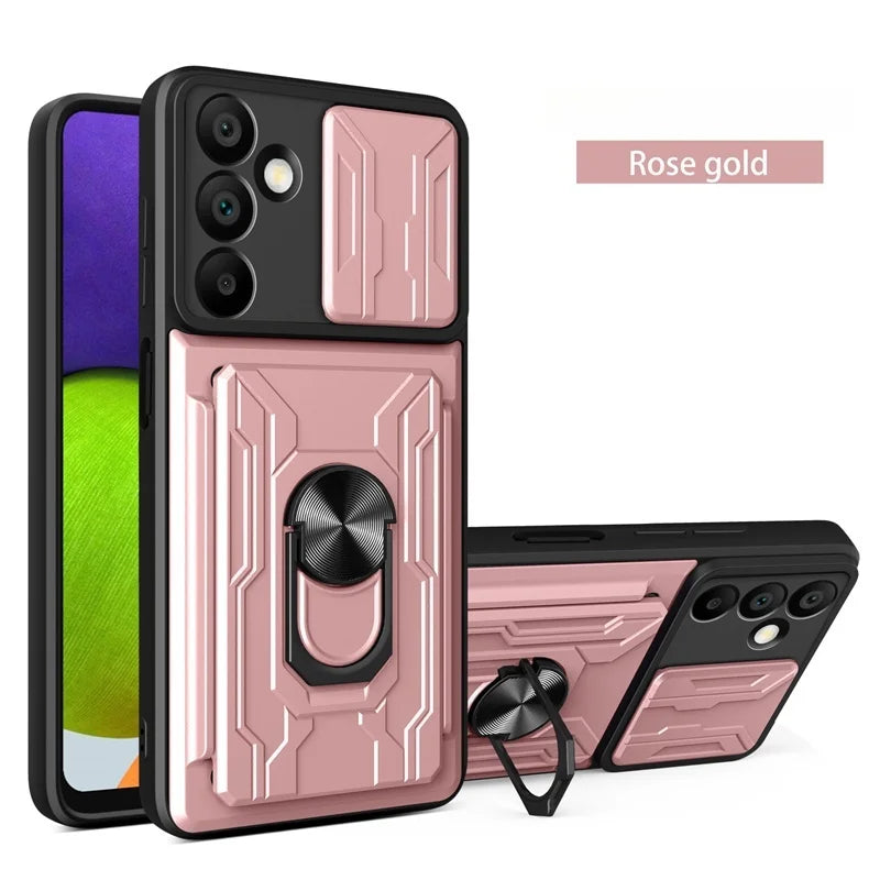 Heavy Duty Armor Shockproof Case For Samsung Galaxy A16 A26 A36 A56 A15 A35 A55 A53 A52 5G Card Slot Holder Lens Protector Cover