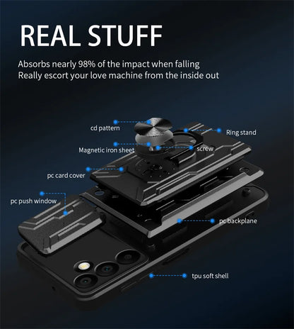 Heavy Duty Armor Shockproof Case For Samsung Galaxy A16 A26 A36 A56 A15 A35 A55 A53 A52 5G Card Slot Holder Lens Protector Cover