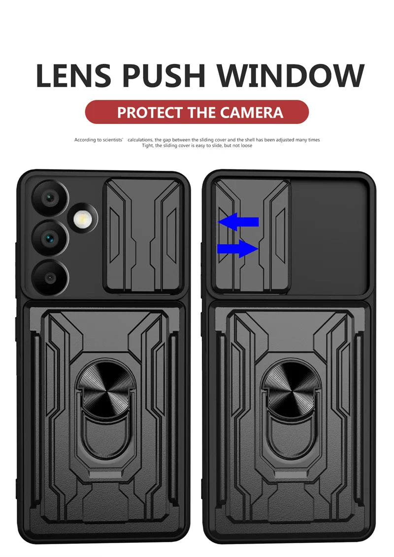 Heavy Duty Armor Shockproof Case For Samsung Galaxy A16 A26 A36 A56 A15 A35 A55 A53 A52 5G Card Slot Holder Lens Protector Cover