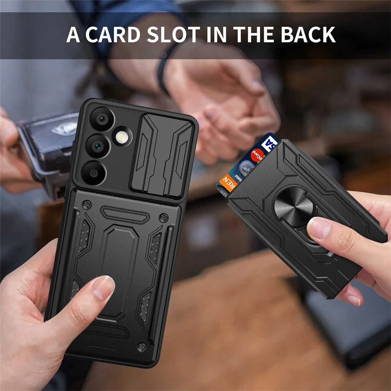 Heavy Duty Armor Shockproof Case For Samsung Galaxy A16 A26 A36 A56 A15 A35 A55 A53 A52 5G Card Slot Holder Lens Protector Cover